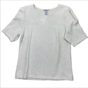 H&M Sweater Cream & Metallic Short Sleeve Sz Lg